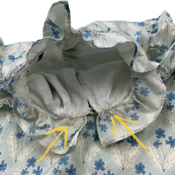 Sara Campbell Ruffle Dress 8 Blue Floral Mini Tiered Sleeveless Pockets Coastal - Picture 6 of 12